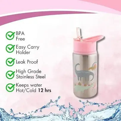 Stephen Joseph Stainless Steel Water Bottle  Pink Dino sj 1175 59 A