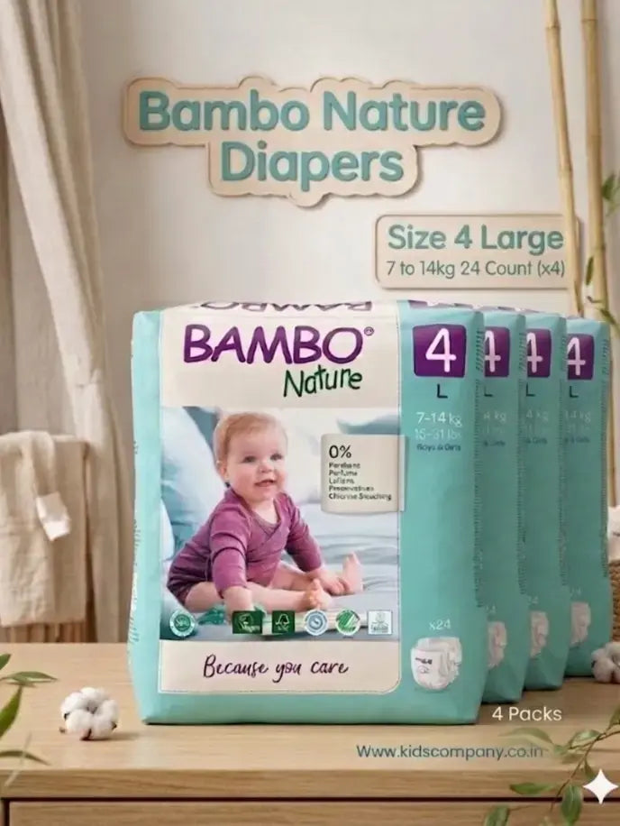 Bambo Nature Diapers Size 4 Large 7 to 14kg 24 Count