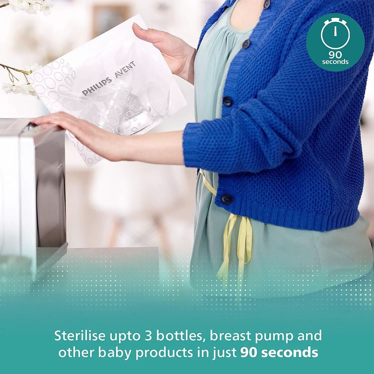 Avent Microwave Sterilizing Bag Kills 99 point 9 percent Germs and Bacteria