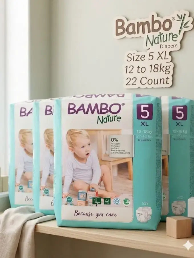 Bambo Nature Diapers Size 5 Xl 12 to 18kg 22 Count