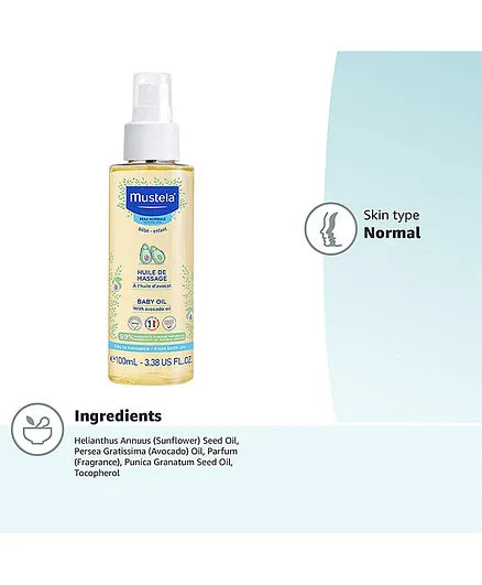 Mustela Baby Massage Oil with Avocado 100ml