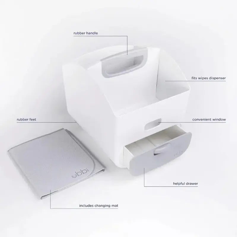Ubbi Diaper Caddy with Changing Mat Portable Baby Organizer