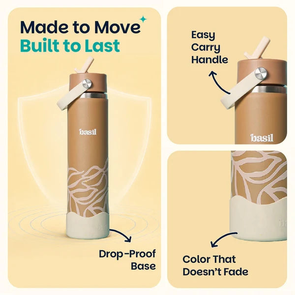 Basil HydraFizz Insulated Stainless steel Sipper with Carry Handle - 800ml