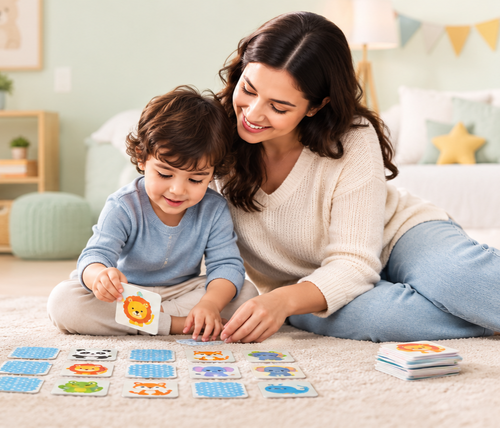 Child playing memory games