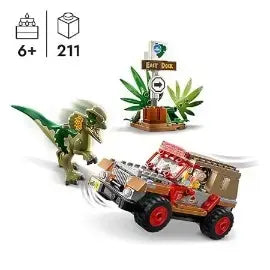 Lego Jurassic Park 76958 Dilophosaurus Ambush 6 plus Dinosaur Toy for Boys and Girls with Dino Figure and Jeep Car
