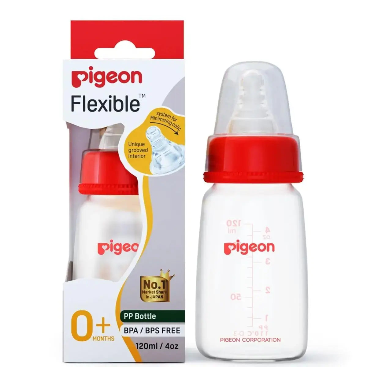 Pigeon Flexible Plastic Bottle 0 Plus Months Babies Pp Feeding Bottle 120ml 4oz