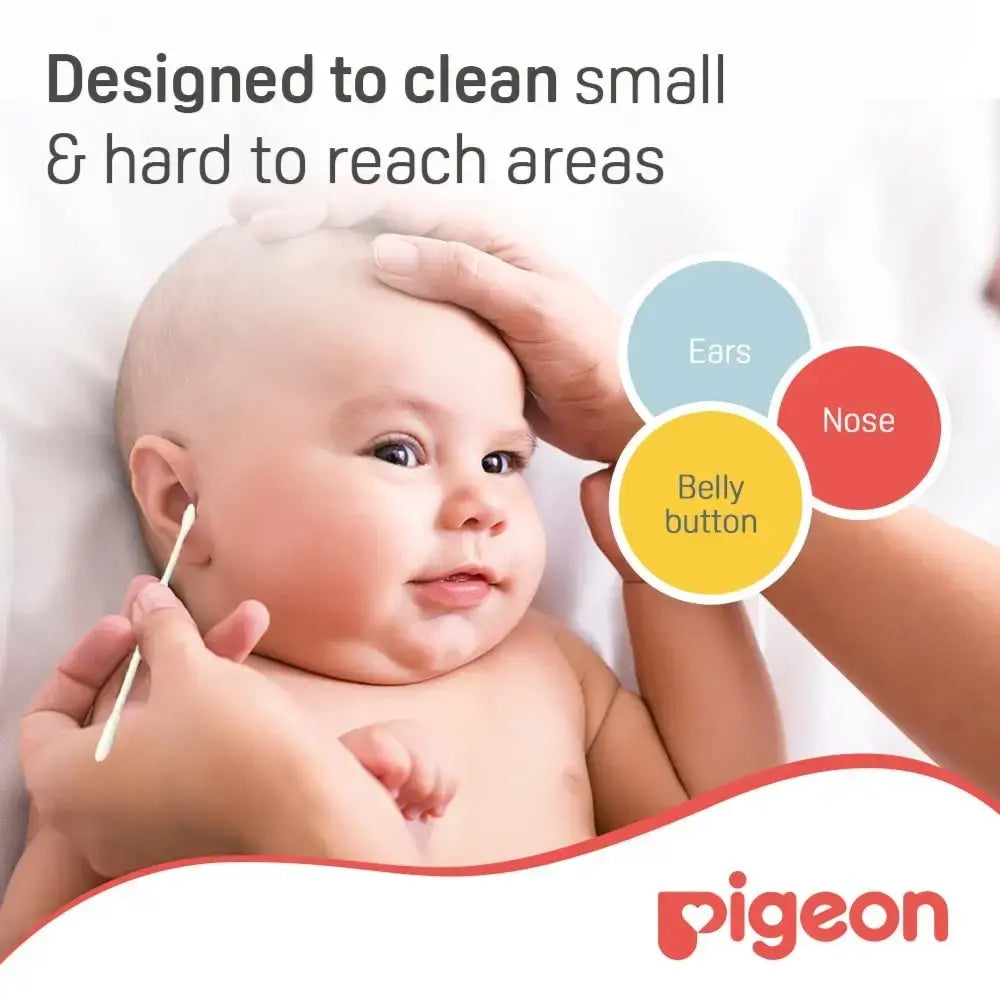 Pigeon Cotton Swabs Extra Thin Stem,BPA Free,100 % Soft Cotton Tips,Eco Friendly,Whit,(200 pcs)