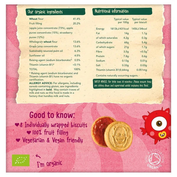 Organix Jammie Monsters - Strawberry & Apple 18 Plus Momths