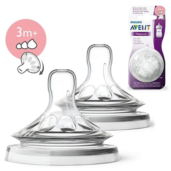 Philips Avent Natural 2 point 0 Teat Variable Flow for 3 Months plus Set of 2 Units
