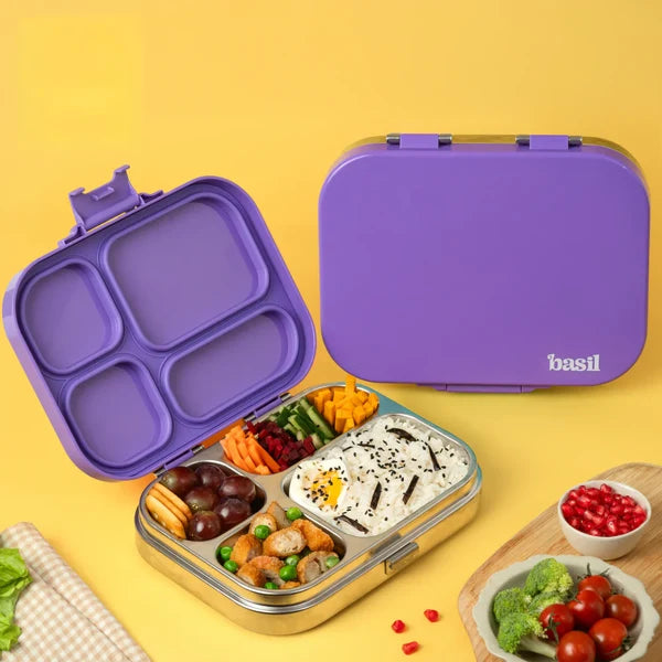 Basil Bento Quad 4 Compartment Stainless Steel Lunchbox
