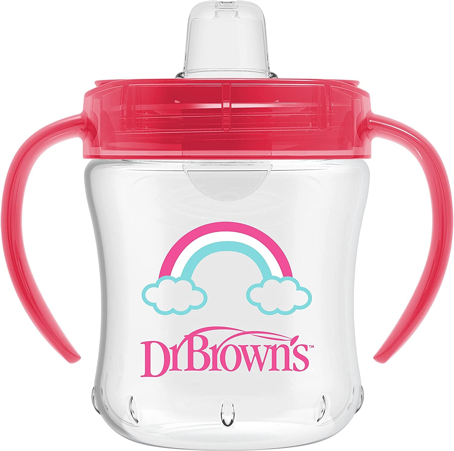 Dr Browns Soft Spout Transition Cup W Handles Pink Deco