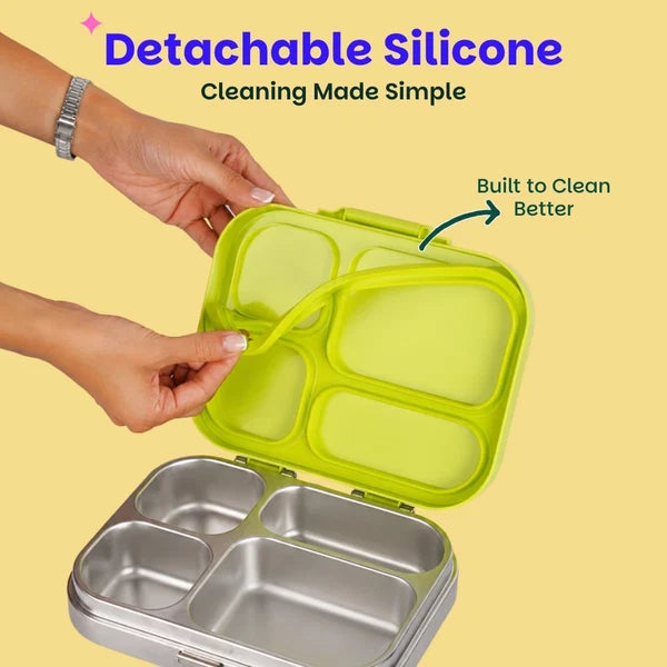 Basil Bento Quad 4 Compartment Stainless Steel Lunchbox