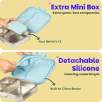 Basil Bento Quad + 3 Plus 1 Compartment Stainless Steel Lunchbox