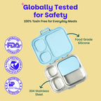 Basil Bento Quad + 3 Plus 1 Compartment Stainless Steel Lunchbox