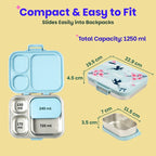 Basil Bento Quad + 3 Plus 1 Compartment Stainless Steel Lunchbox