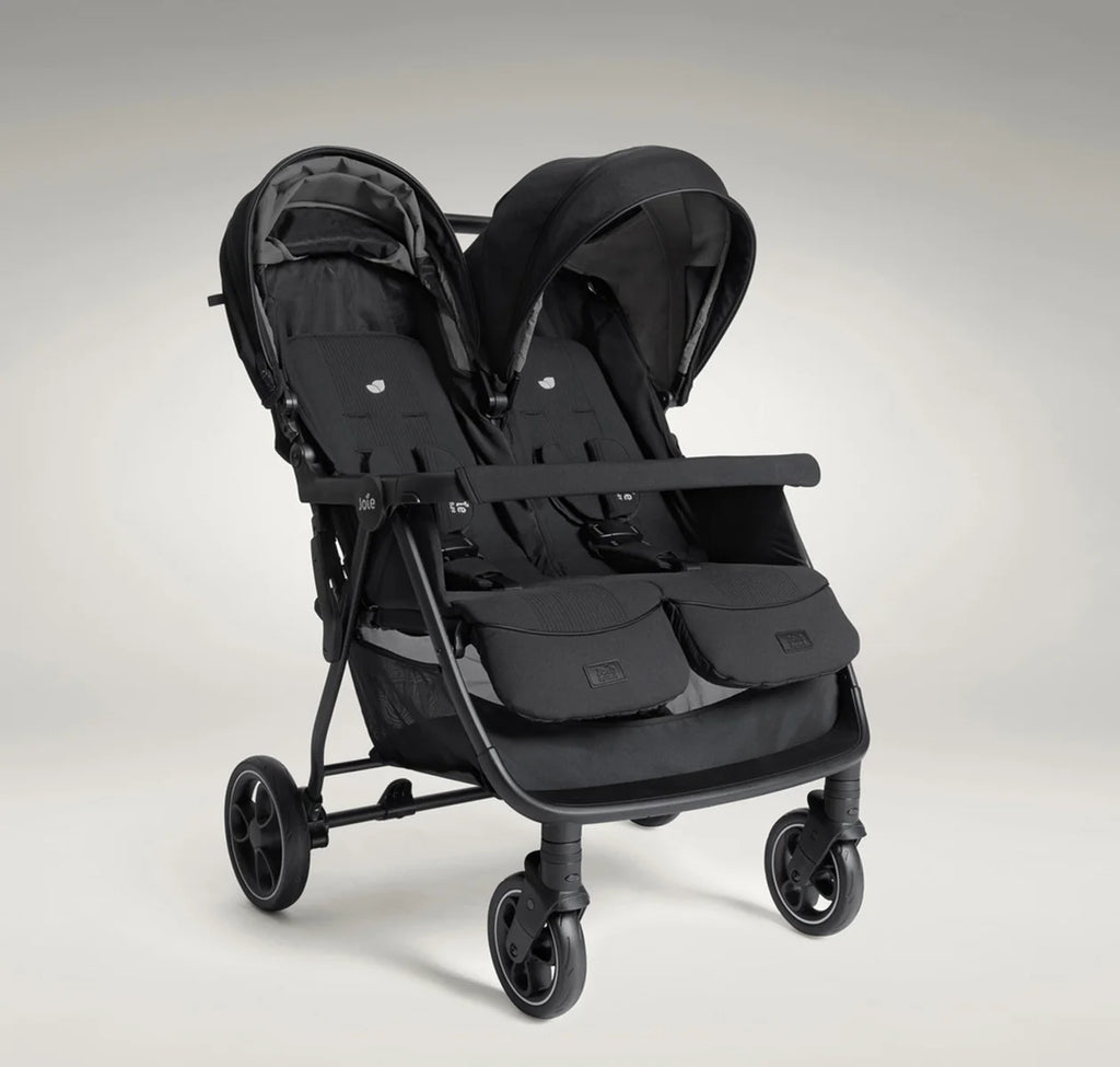 Joie Estrella Twin Stroller-Individually Adjustable Near Flat Reclining Seat-One Hand Fold