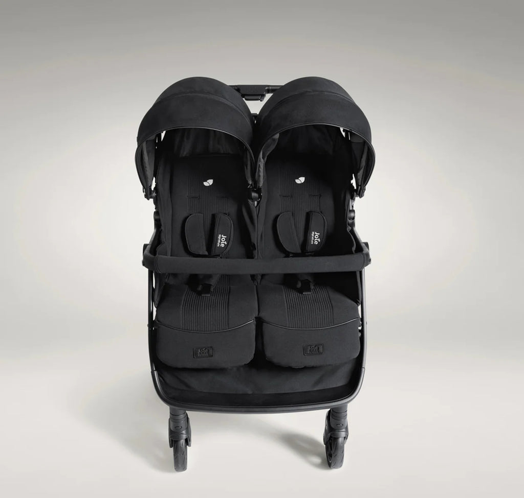 Joie Estrella Twin Stroller-Individually Adjustable Near Flat Reclining Seat-One Hand Fold