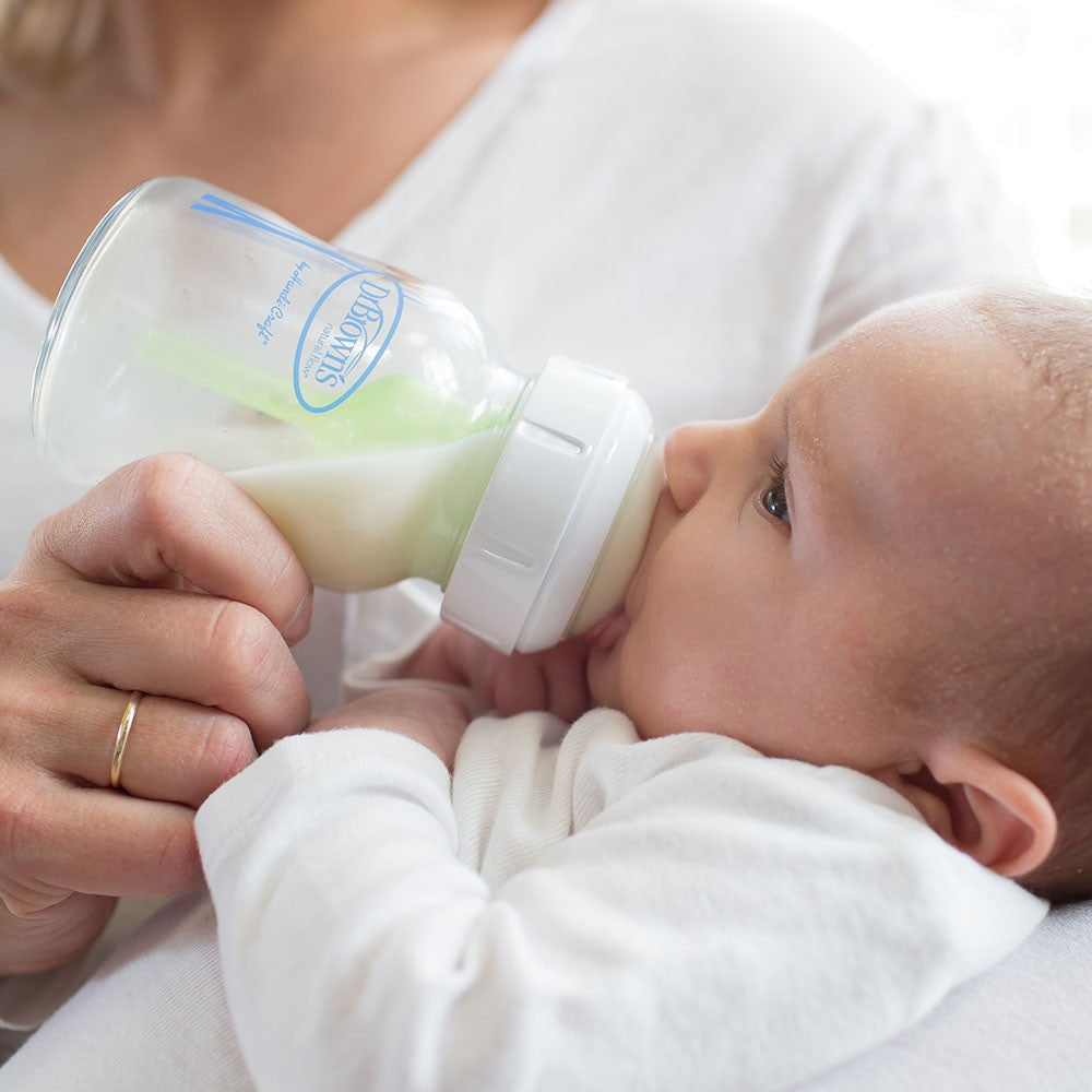 Dr Browns Natural Flow Anti Colic Options plus Wide Neck Glass Baby Bottle 5 oz 150ml Level 1 Slow Flow Nipple