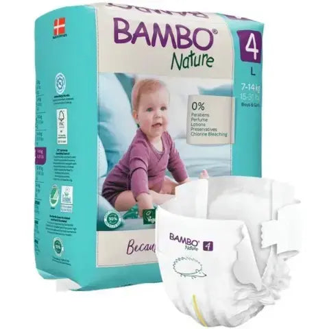 Bambo Nature Diapers Size 4 Large 7 to 14kg 24 Count
