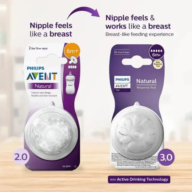 Avent Nipples Natural Response 6months plus 5 Drop Pack of 2
