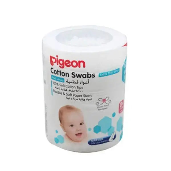 Pigeon Cotton Swabs Extra Thin Stem,BPA Free,100 % Soft Cotton Tips,Eco Friendly,Whit,(200 pcs)