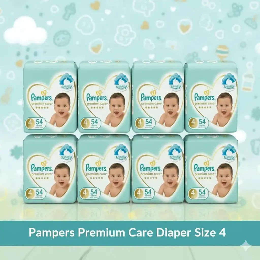 Pampers Premium Taped Diapers Size 4 9 to 14kg 54 Count Made in Saudi Arabia