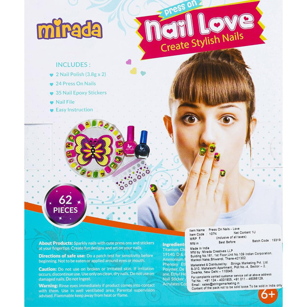 Mirada Press On Nails - Love for Kids- Multi