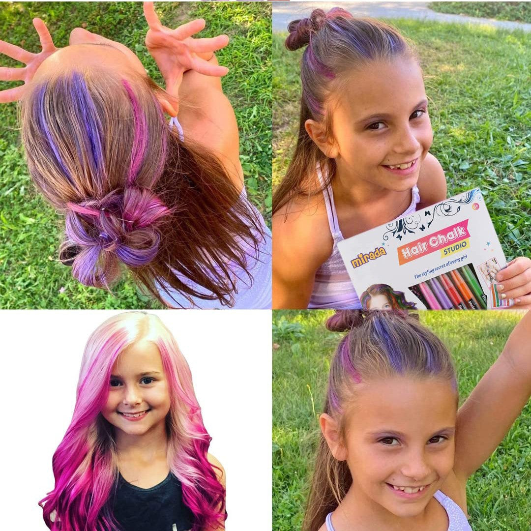 Mirada Cosmetic Hair Chalk Studio Safe Washable and Non Toxic Temporary Kids Hair Chalk Hair Color for Girls 283g