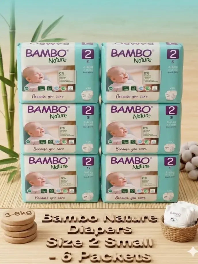 Bambo Nature Diapers Size 2 Small 3 to 6kg 30 Count