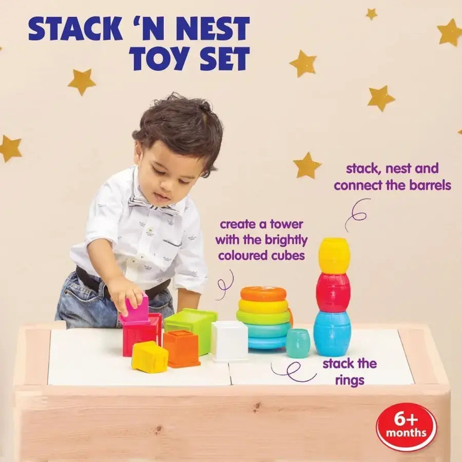 Giggles Stack N nest Toy Multicolour 3 in 1 giftset Develops motor skills 6 months above Infant and Preschool