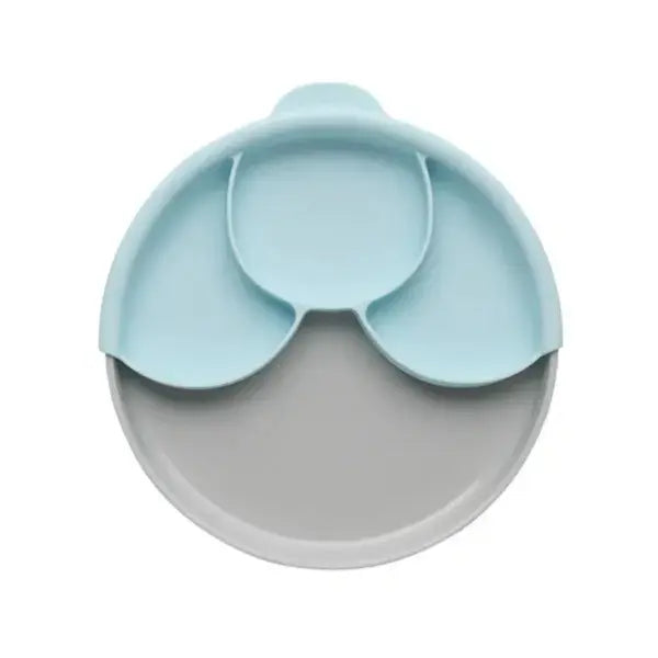 MIniware Healthy Meal Suction Plate with Dividers Set Grey/Aqua