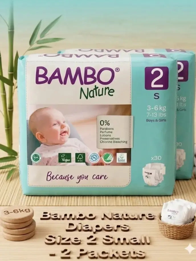 Bambo Nature Diapers Size 2 Small 3 to 6kg 30 Count