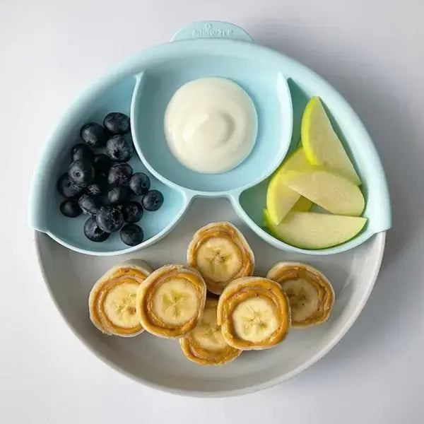 MIniware Healthy Meal Suction Plate with Dividers Set Grey/Aqua
