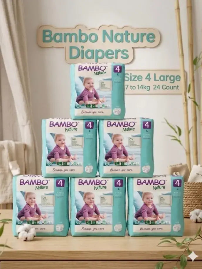 Bambo Nature Diapers Size 4 Large 7 to 14kg 24 Count