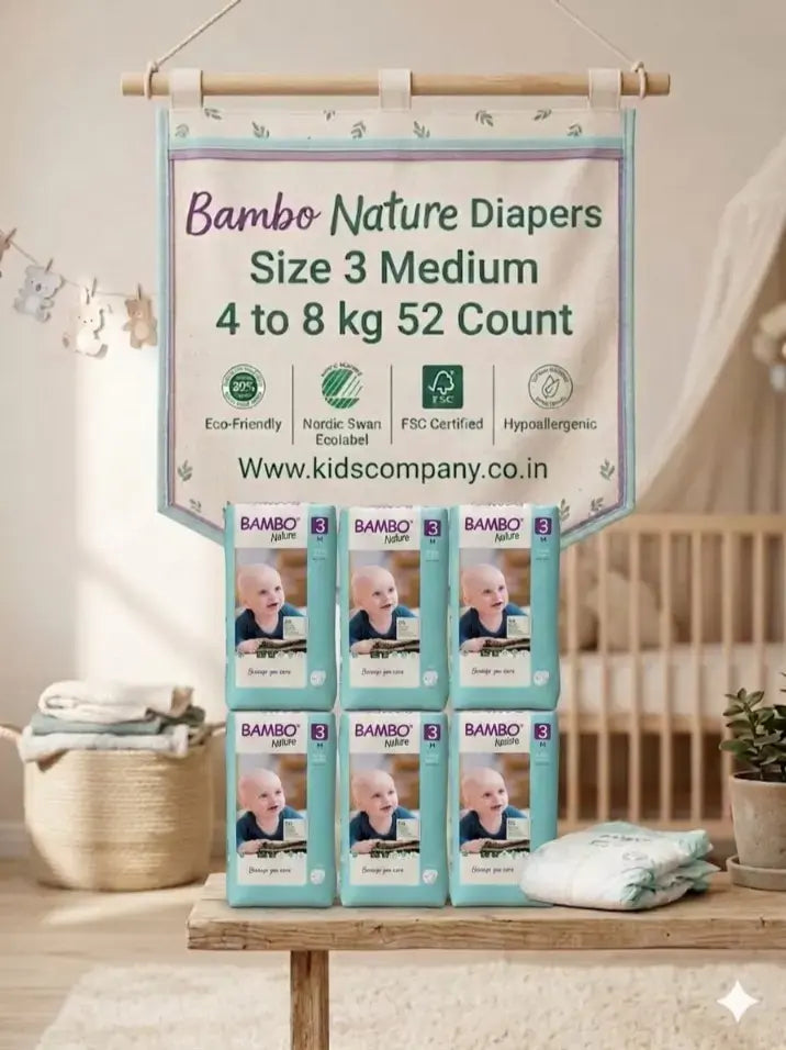 Bambo Nature Diapers Size 3 Medium 4 to 8 kg 52 Count