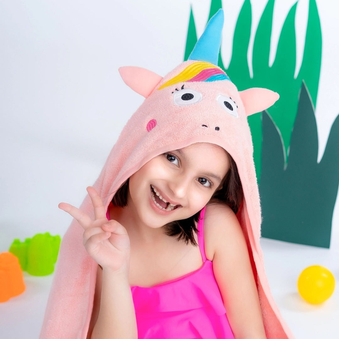 Rabitat Amazonia Kids Towel Zero Twist Cotton Towel with Hood  (0-5 years)  Unicorn