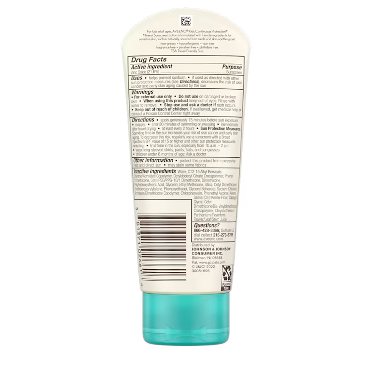 Aveeno Kids Continuous Protection Mineral Sunscreen SPF 50 88ml