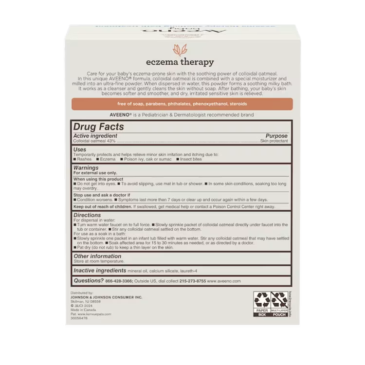 Aveeno Baby Eczema Therapy Soothing Bath Treatment NET WT.3.75 OZ 106 G