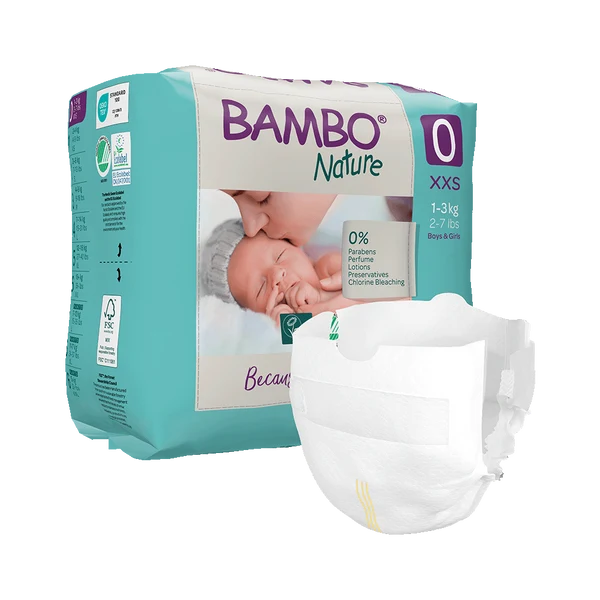 Bambo Nature Premium Baby Diapers Size 0 Xxs 1 to 3 kg 24 Count