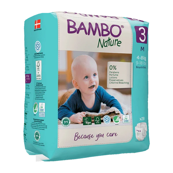 Bambo Nature Diapers Size 3 Medium 4 to 8 kg 28 Count