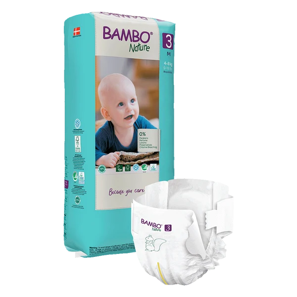 Bambo Nature Diapers Size 3 Medium 4 to 8 kg 52 Count