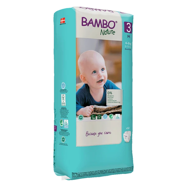 Bambo Nature Diapers Size 3 Medium 4 to 8 kg 52 Count