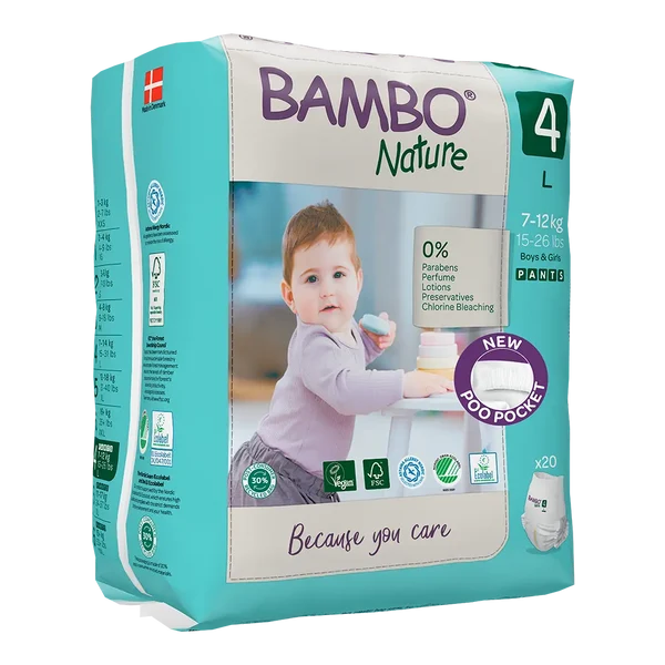 Bambo Nature Diaper Pants Size 4 Large 7 to 12 kg 20 Count