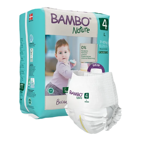 Bambo Nature Diaper Pants Size 4 Large 7 to 12 kg 20 Count