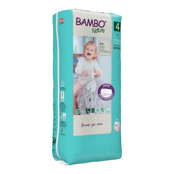 Bambo Nature Diaper Pants Size 4 Large 7 to 12 kg 40 Count