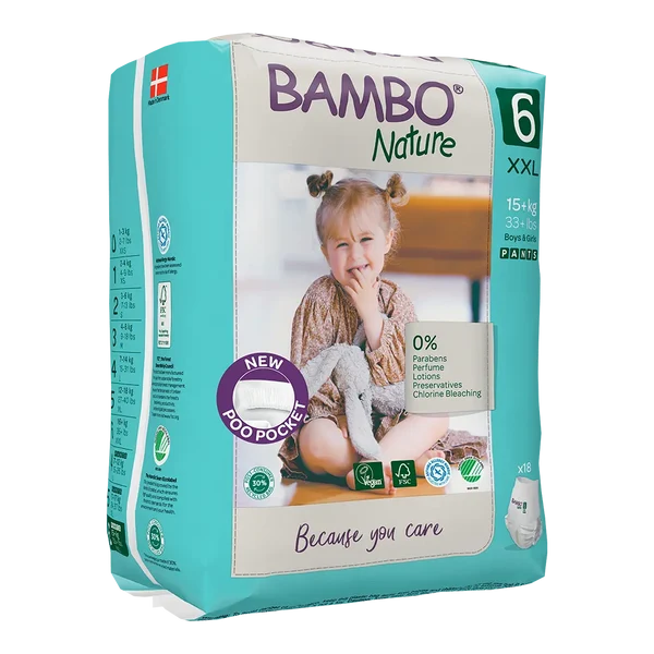 Bambo Nature Diaper Pants Size 6 Xxl  15 plus Kg 18 Count