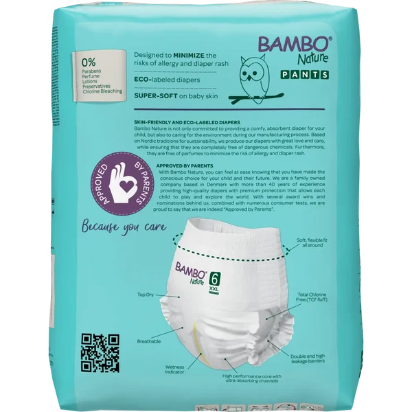 Bambo Nature Diaper Pants Size 6 Xxl  15 plus Kg 18 Count