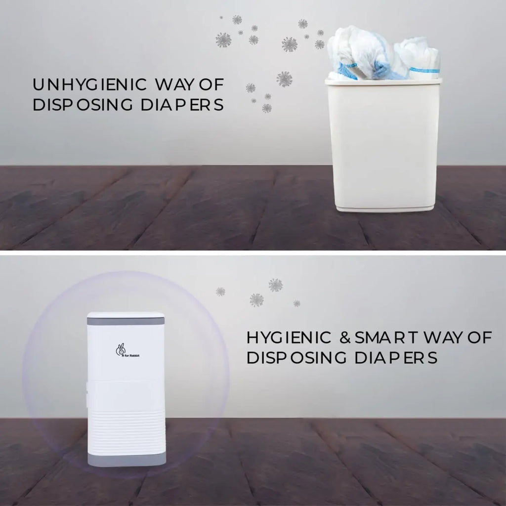R for Rabbit Hygo Bin Portable Diaper Bin Grey White