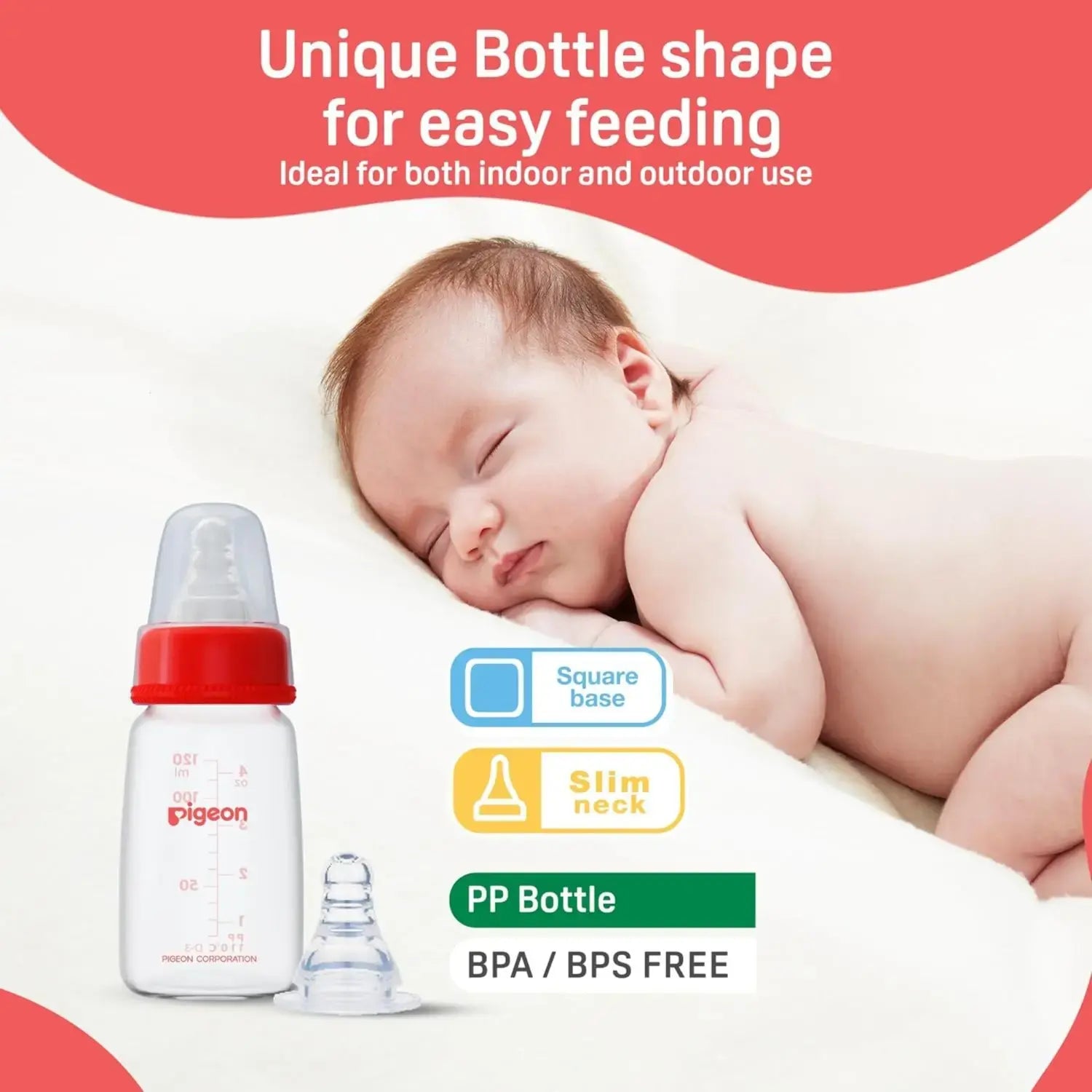 Pigeon Flexible Plastic Bottle 0 Plus Months Babies Pp Feeding Bottle 120ml 4oz