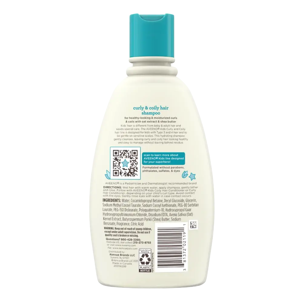 Aveeno Kids Curly & Coily Hair Shampoo 12 FL OZ | 354 ML